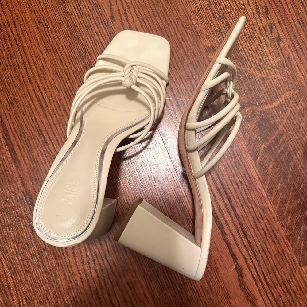 PAIGE Cream Strappy Block Heels